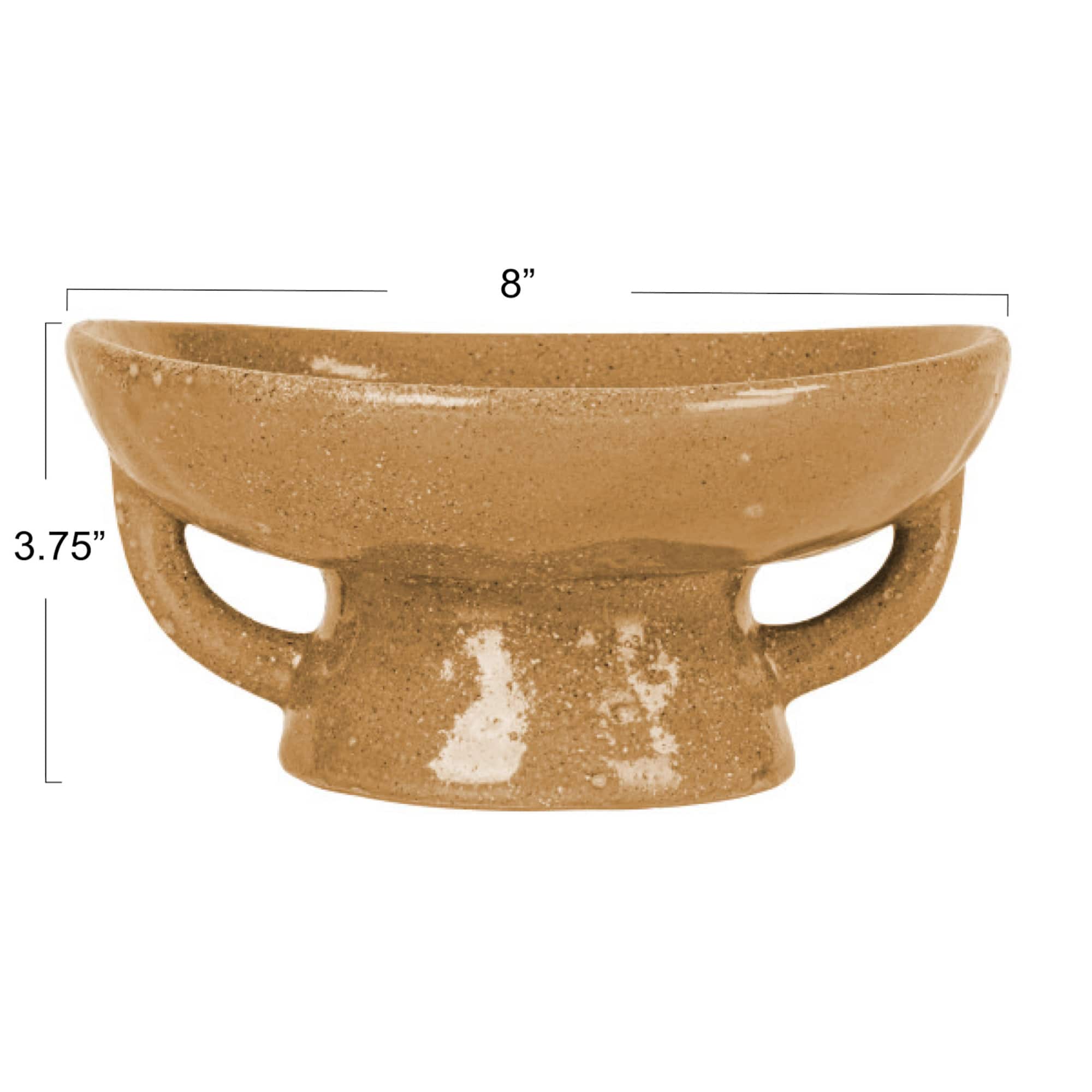 Hello Honey® 8" Taupe Stoneware Footed Pedestal Bowl with Handles